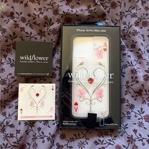 Wildflowers iPhone 16 Pro Max Case - White with Pink Floral Design Lila Moss
